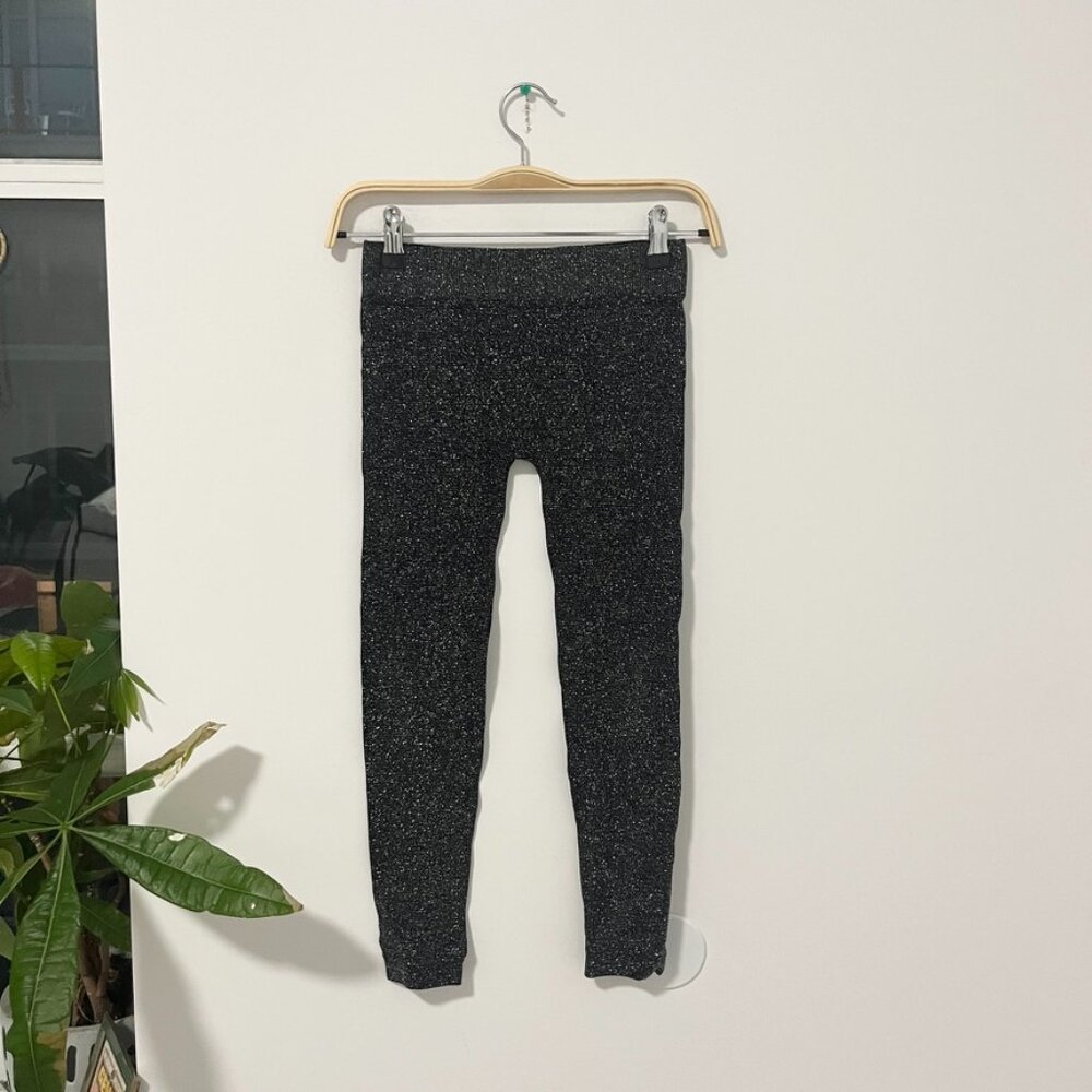 Phat Buddha Black Sparkle Seamless Ankle Leggings One Size